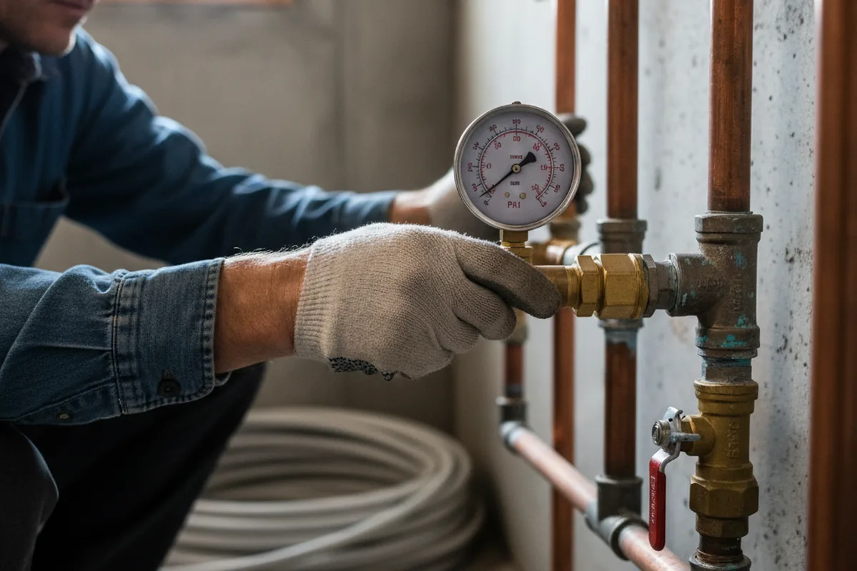 Pressure testing a repaired line during Water Line Repair in Aurora